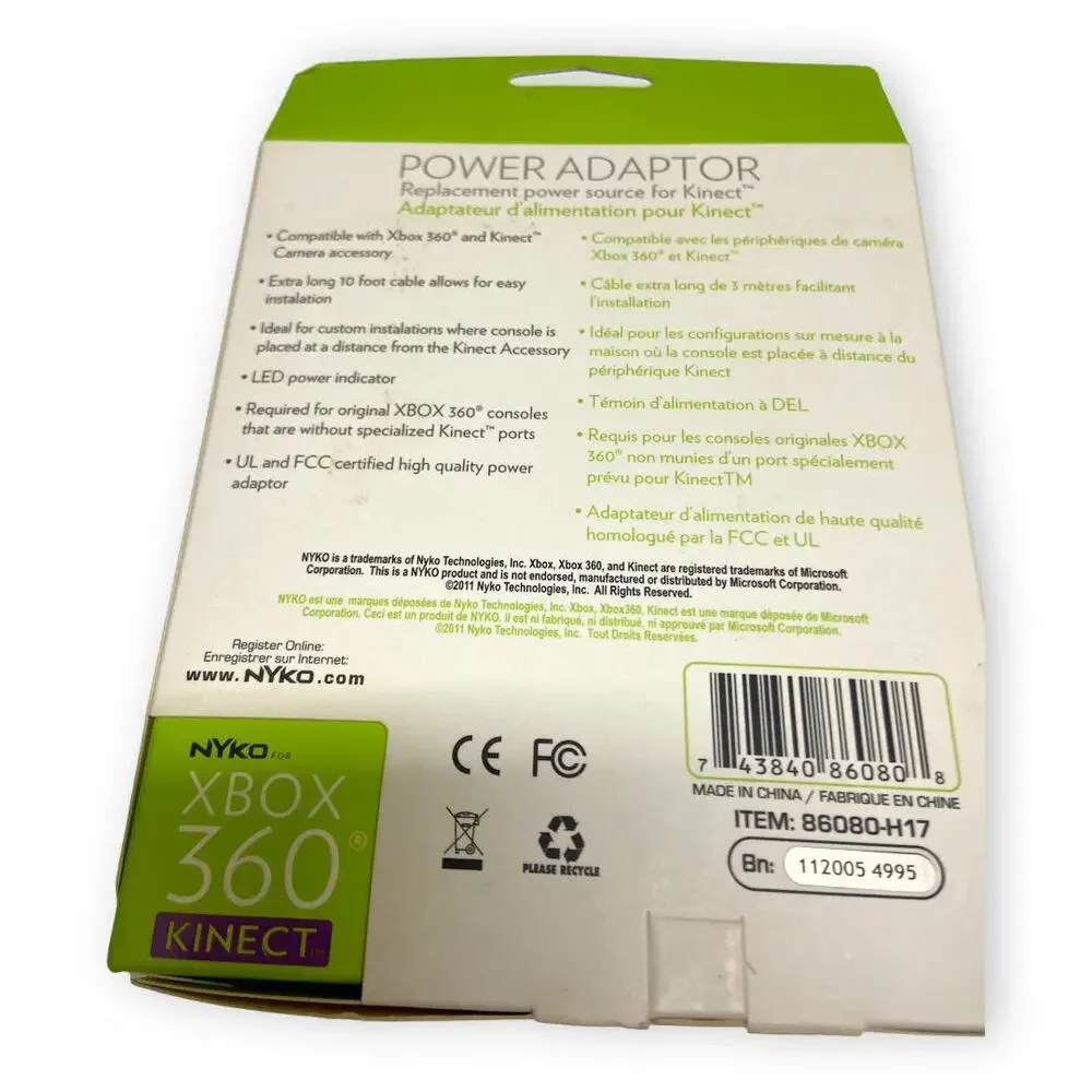 Nyko XBox‎ 360 Kinect AC Power Adapter Adaptor NEW NIB